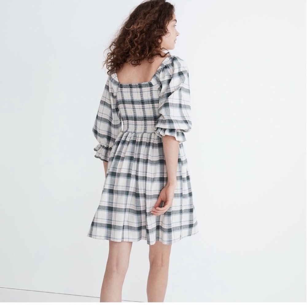 Madewell Lucie Elbow-Sleeve Smocked Mini
Dress in Lebaum Plaid XXL - Picture 4 of 8